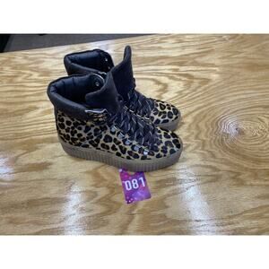 Shoe The Bear Agda Women's 38 Chestnut Leopard Pony Suede Ankle Hiking Boot